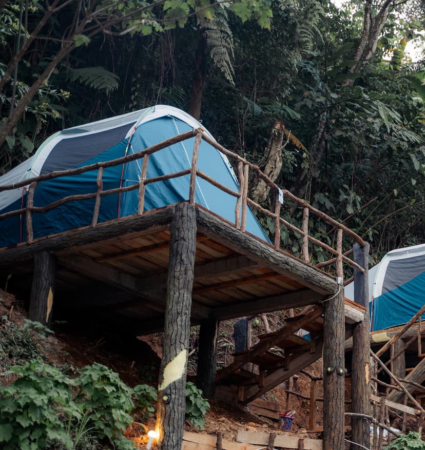 Cozy, spacious tents with comfy beds and everything you need to chill.